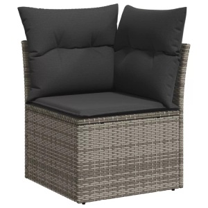vidaXL, vidaXL Garten-Ecksofa mit Kissen Grau Poly Rattan