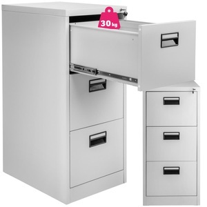 TecTake, Aktenschrank mit 3 Schubladen - grau, 