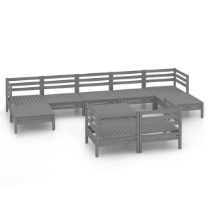 vidaXL, vidaXL 10-tlg. Garten-Lounge-Set Grau Massivholz Kiefer