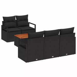 vidaXL, VidaXL - Garten-sofa poly-rattan, One Size, Schwarz