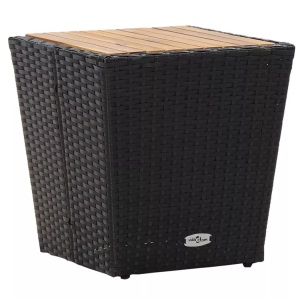 Diverse Hardware, Beistelltisch Schwarz 41,5x41,5x43 cm Akazie Massivholz, vidaXL Beistelltisch Schwarz 41,5×41,5×43 cm Poly Rattan & Massivholz