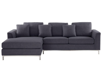 Beliani, Beliani Ecksofa Polsterbezug grau rechtsseitig OSLO, Beliani - Rechtsseitiges Ecksofa aus Polyester Klassisch OSLO, One Size, Spacegrau