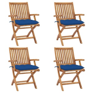 vidaXL, vidaXL Klappbare Gartenstühle mit Kissen 4 Stk. Massivholz Teak