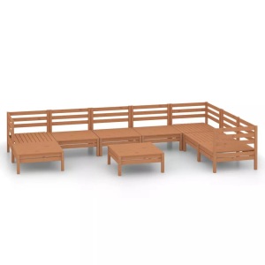 vidaXL, vidaXL 9-tlg. Garten-Lounge-Set Massivholz Kiefer Honigbraun