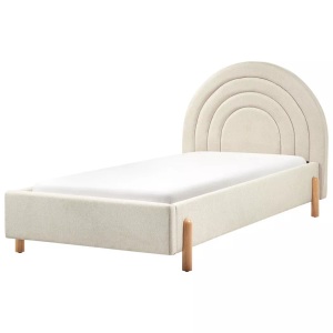 Beliani, Beliani - Bett mit Lattenrost aus Polyester Retro ANET, 90x200 cm, Perle