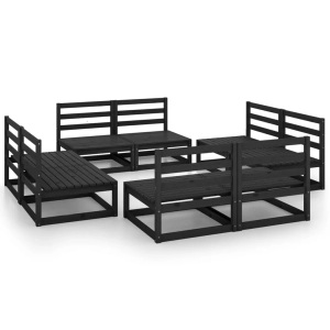 vidaXL, vidaXL 8-tlg. Garten-Lounge-Set Schwarz Massivholz Kiefer