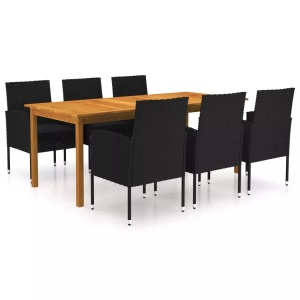 vidaXL, vidaXL 7-tlg. Garten-Essgruppe Schwarz, vidaXL 7-tlg. Garten-Essgruppe Schwarz