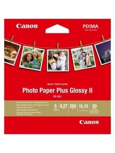Canon, Canon Pp-201 - (Weiss), Canon Photo Paper Plus, 265g, 13cm x 13cm, InkJet glossy II, PP-201 5x5, (20 Blatt)
