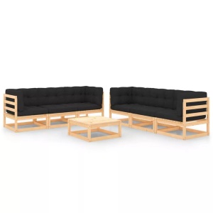 vidaXL, vidaXL 7-tlg. Garten-Lounge-Set mit Kissen Massivholz Kiefer, vidaXL 7-tlg. Garten-Lounge-Set mit Kissen Massivholz Kiefer