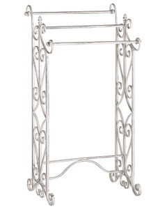 Beliani, Beliani Handtuchständer Antik Optik weiss 49 x 91 cm freistehend 3 Arme CHILLAN, Beliani - Handtuchständer aus Eisen Retro CHILLAN, One Size, Weiss Bunt