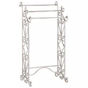 Beliani, Beliani Handtuchständer Antik Optik weiss 49 x 91 cm freistehend 3 Arme CHILLAN, Beliani - Handtuchständer aus Eisen Retro CHILLAN, One Size, Weiss Bunt