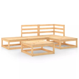 vidaXL, vidaXL 5-tlg. Garten-Lounge-Set Massivholz Kiefer