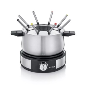 Severin, Severin 2471 Fondue 1500 W stufenloser Temperaturregler Edelstahl, Schwarz, SEVERIN, Fondue und Raclette, Severin FO2471 Fondue und Raclette, Produkte & Wohnen