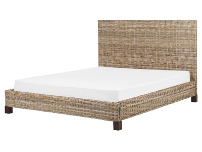 Beliani, Bett mit Lattenrost aus Rattan Boho SALBRIS Bett mit Lattenrost aus Rattan Boho SALBRIS