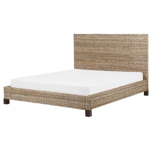 Beliani, Bett mit Lattenrost aus Rattan Boho SALBRIS Bett mit Lattenrost aus Rattan Boho SALBRIS