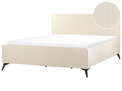 Beliani, Bett mit Lattenrost aus Cord Klassisch VALOGNES Bett mit Lattenrost aus Cord Klassisch VALOGNES