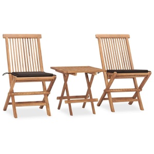 vidaXL, vidaXL 3-tlg. Garten-Essgruppe mit Kissen Klappbar Massivholz Teak, vidaXL 3-tlg. Garten-Essgruppe mit Kissen Klappbar Massivholz Teak