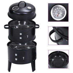 vidaXL, vidaXL 3-in-1 Holzkohlegrill Räucherofen 40×80 cm, vidaXL 3-in-1 Holzkohlegrill Räucherofen 40×80 cm