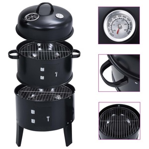 vidaXL, vidaXL 3-in-1 Holzkohlegrill Räucherofen 40×80 cm