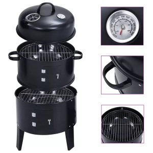 vidaXL, vidaXL 3-in-1 Holzkohlegrill Räucherofen 40×80 cm, vidaXL 3-in-1 Holzkohlegrill Räucherofen 40×80 cm