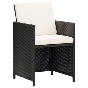 vidaXL, vidaXL Gartenstühle 2 Stk. mit Polstern und Kissen Poly Rattan Schwarz, vidaXL Gartenstühle 2 Stk. mit Polstern und Kissen Poly Rattan Schwarz