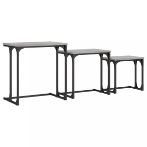 vidaXL, vidaXL Satztische 3 Stk. Grau Sonoma Holzwerkstoff, vidaXL Satztische 3 Stk. Grau Sonoma Holzwerkstoff