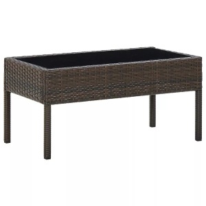 vidaXL, vidaXL Gartentisch Braun 75x40x37 cm Poly Rattan, vidaXL Gartentisch Braun 75x40x37 cm Poly Rattan