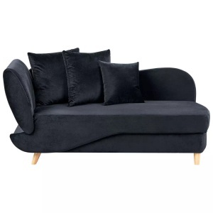 Beliani, Chaiselongue aus Samtstoff Retro MERI Chaiselongue aus Samtstoff Retro MERI, Beliani - Linksseitige Chaiselounge aus Samtstoff Retro MERI, One Size, Schwarz
