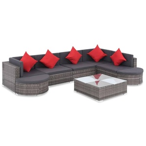 Diverse Hardware, 8-tlg. Garten-Lounge-Set mit Auflagen Poly Rattan Grau