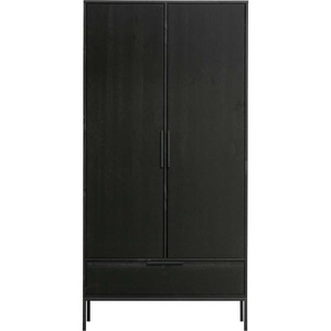 woood, Woood Adam Schrank 2-türig Kiefer/Stahl Schwarz, Kleiderschrank Holz Adam Kiefer Schwarz (FSC)
