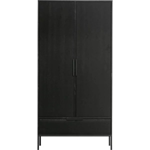 woood, Woood Adam Schrank 2-türig Kiefer/Stahl Schwarz, Kleiderschrank Holz Adam Kiefer Schwarz (FSC)