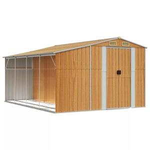 vidaXL, vidaXL Gerätehaus Hellbraun 277x365,5x179 cm Verzinkter Stahl, vidaXL Gerätehaus Hellbraun 277x365,5x179 cm Verzinkter Stahl