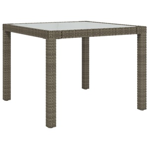 vidaXL, vidaXL Gartentisch 90x90x75 cm Gehärtetes Glas Poly Rattan Grau