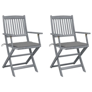 vidaXL, vidaXL Klappbare Gartenstühle 2 Stk. mit Sitzkissen Massivholz Akazie