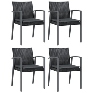 vidaXL, vidaXL Gartenstühle mit Kissen 4 Stk. Schwarz 56,5x57x83cm Poly Rattan, 