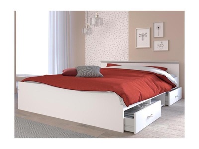 Vente-unique, Bett mit Stauraum PABLO 2 Schubladen 1 Ablage Bett mit Stauraum PABLO 2 Schubladen 1 Ablage