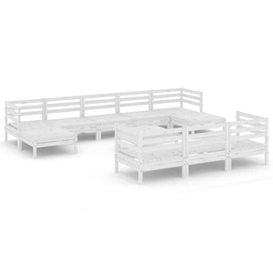 vidaXL, vidaXL 11-tlg. Garten-Lounge-Set Weiß Massivholz Kiefer, 