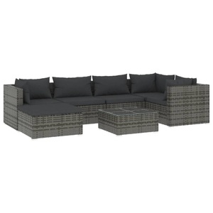 vidaXL, vidaXL 7-tlg. Garten-Lounge-Set mit Kissen Poly Rattan Grau