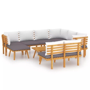 vidaXL, vidaXL 9-tlg. Garten-Lounge-Set mit Kissen Massivholz Akazie