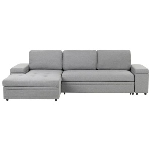 Beliani, Beliani - Rechtsseitiges Ecksofa aus Kunstleinen Klassisch HRISEY, One Size, Taubengrau