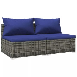 vidaXL, vidaXL 2-tlg. Garten-Lounge-Set mit Kissen Poly Rattan Grau