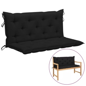 vidaXL, vidaXL Auflage für Hollywoodschaukel Schwarz 120 cm Stoff, vidaXL Gartenbank-Auflagen 2 Stk. Schwarz 120x50x7 cm Oxford-Gewebe