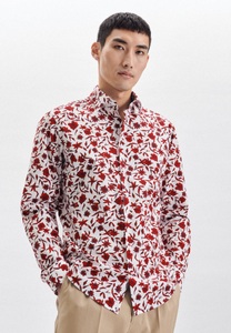 Casual Hemd Regular Fit Langarm Druck Herren Rot Bunt M/L