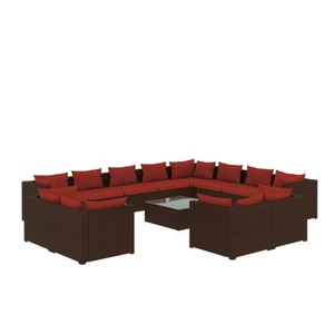 vidaXL, vidaXL 13-tlg. Garten-Lounge-Set mit Kissen Braun Poly Rattan, 