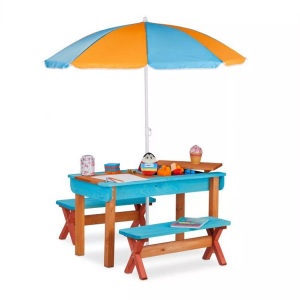 B2X, B2X - Picknicktisch für Kinder mit Sonnenschirm, 90cm, B2X - Picknicktisch für Kinder mit Sonnenschirm, 90cm