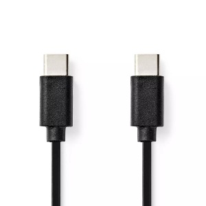 Nedis, USB-Kabel | USB 2.0 | USB-C? Stecker | USB-C? Stecker | 60 W | 480 Mbps | Vernickelt | 1,00 m | Rund | PVC | Schwarz | Box