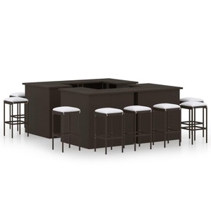 vidaXL, vidaXL 16-tlg. Gartenbar-Set mit Kissen Poly Rattan Braun, vidaXL 16-tlg. Gartenbar-Set mit Kissen Poly Rattan Braun