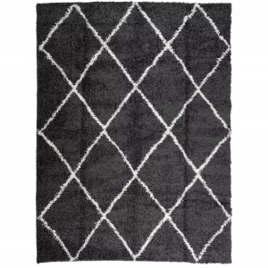 vidaXL, vidaXL Teppich Shaggy Hochflor Modern Schwarz und Creme 300x400 cm