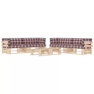vidaXL, vidaXL 6-tlg. Paletten-Lounge-Set mit Kissen Kiefernholz Imprägniert, vidaXL 6-tlg. Paletten-Lounge-Set mit Kissen Imprägniertes Kiefernholz