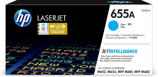 Hp, Original Tonerpatrone cyan HP No. 655A, CF451A, Toner cyan 655A (CF451A)